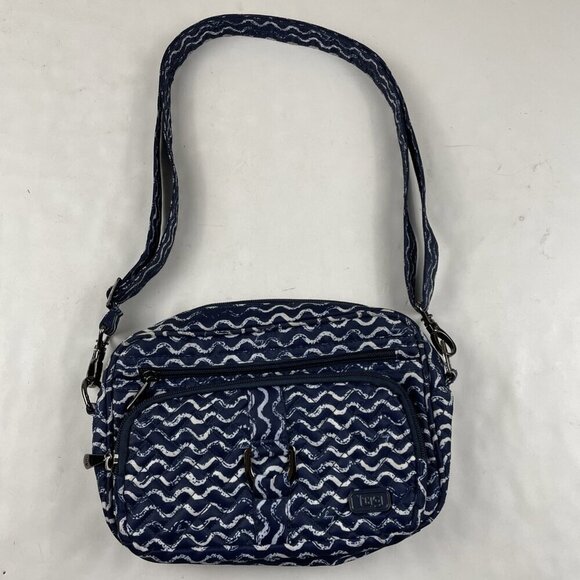 Lug Carousel Waves Navy Crossbody Belt Bag Nautical Quilted Travel RFID - Picture 1 of 15